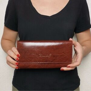 Davidoff Brown Wallet Clutch Bag Case Classic Vintage Style